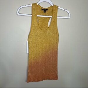 Bebe Silk Metallic Racerback Tank Top Ombré Marigold Papaya size medium